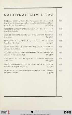 Nachtrag zum 1. Tag (Nr. 490-498)