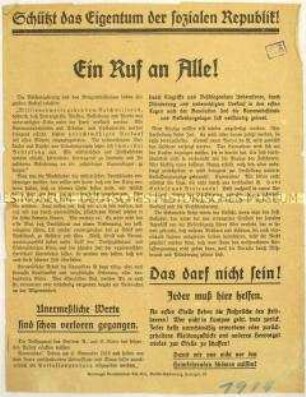 Aufruf zum Schutz des Heeresgutes im Zuge der Novemberrevolution 1918