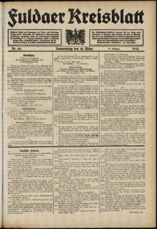 Ausgabe vom Donnerstag, den 18. März 1915.