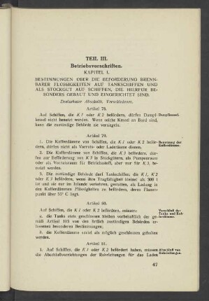 Teil III. Betriebsvorschriften