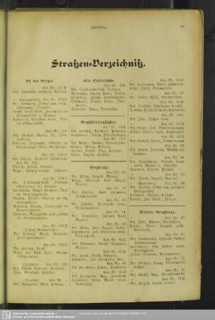 Häuserbuch : Straßen-Verzeichniß