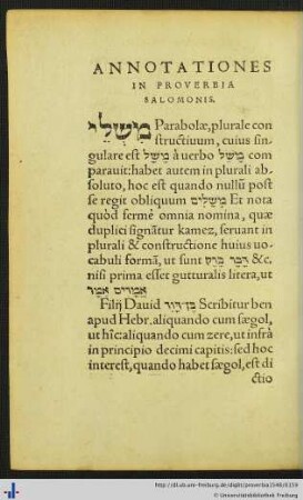 Annotationes in Proverbia Salomonis.