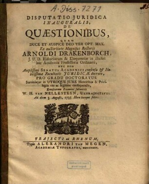 Disputatio iuridica inauguralis de quaestionibus