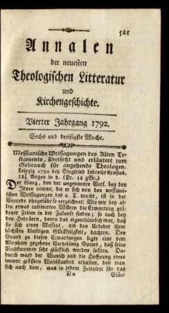 Sechs und dreißigste Woche