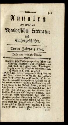 Sechs und dreißigste Woche