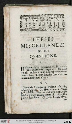 Theses miscellanea de hac quaestione