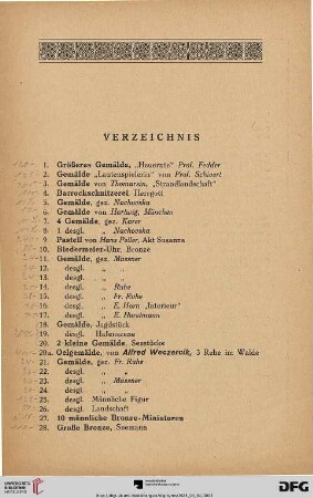 Verzeichnis (Nr. 1-509)
