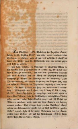 Die Psychologie der Hegelschen Schule, 2. Die Erwiderungen der Herren K. Rosenkranz und J. E. Erdmann