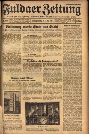 Ausgabe vom Samstag, den 10. Dezember 1938.