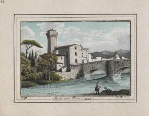 'Partie von Pisa', am Arno Aquarell
