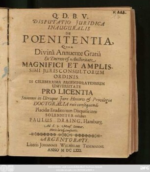 Disputatio Iuridica Inauguralis De Poenitentia