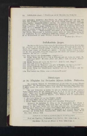 Mitteilungen an die Mitglieder des Verbandes schlesw.-holstein. Büchereien