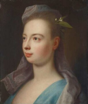 Bildnis eines jungen Mädchens in blauem Kleid