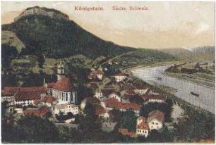 Königstein/Sächs. Schweiz. Stadtansicht, kolorierte Ansichtskarte