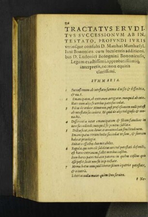 Tractatus Eruditus Successionum Ab Intestato, Profundi Iuris utrusque ...