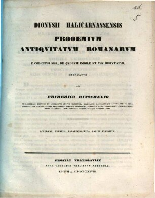 Prooemium antiquitatum Romanarum