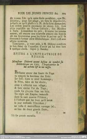 Epitre A L'Impératrice De Russie