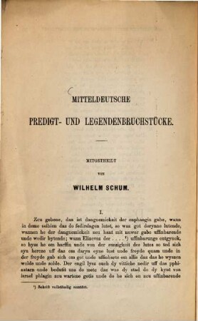 Mitteldeutsche Predigt- und Legendenbruchstücke : (Ausschnitt aus der Germania, Neue Reihe VI (XVIII) Jahrg.
