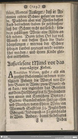 Außerlesene Mittel vor das vier-tägige Fieber