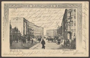 Ansichtskarte Pferdekutsche und Straßenbahn, Hermannplatz