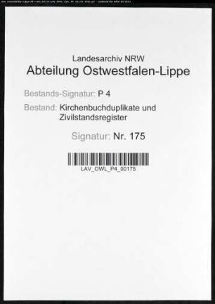Zivilstandsregister der Stadt Lünen (A 1811). (Gemeinde: Lünen, Stadt)