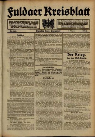 Ausgabe vom Dienstag, den 08. September 1914.