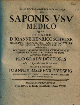 Dissertatio de saponis usu medico