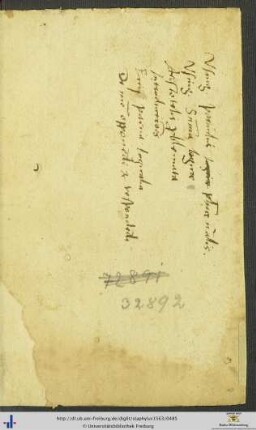 Handschriftliche Aufzählung philosophischer Schriften