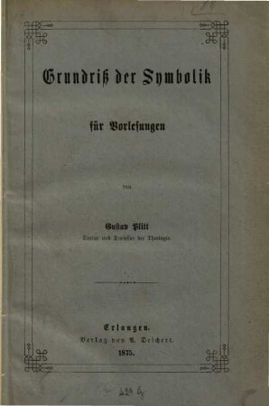 Grundriß der Symbolik für Vorlesungen