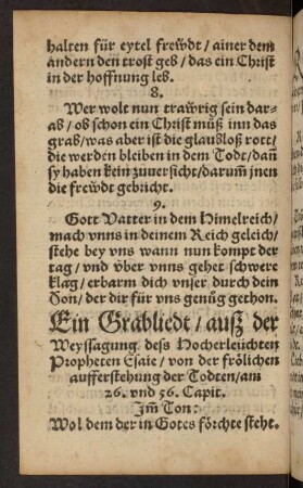 Ein Grabliedt/ auß der Weyssagung dess Hocherleüchten Propheten Esaie ... - Epistel am tag deß heyligen Apostels Thome ...