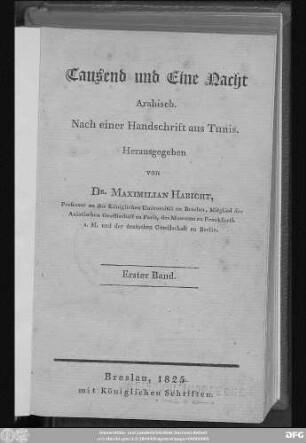 [Einl. 1-3]: Hāḏā Kitāb Alf laila wa-laila min al-mubtadāʾ ila 'l-muntahā : Arabisch ; Nach einer Handschrift aus Tunis