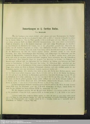 Bemerkungen zu Q. Curtius Rufus von Weinhold