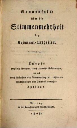 Ueber die Stimmenmehrheit bey Kriminal-Urtheilen