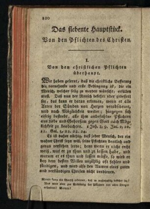 Das siebente Hauptstueck: Von den Pflichten des Christen