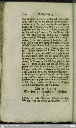 Eilfter Artikel. Von den gelegentlichen Ursachen
