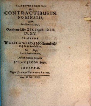 Tractatio synopt. de contractibus innominatis