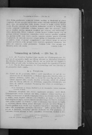 Versammlung zu Lübeck. - 1378 Nov. 25.