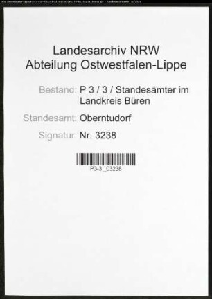 Sterberegister Standesamt Oberntudorf