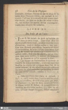 Livre XV. Du bruit & de l'ouïe