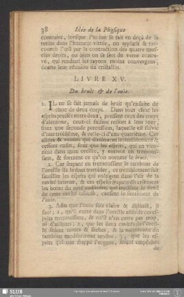 Livre XV. Du bruit & de l'ouïe