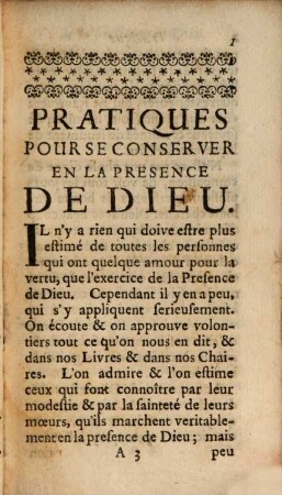 Pratiques Pour Se Conserver En La Presence De Dieu