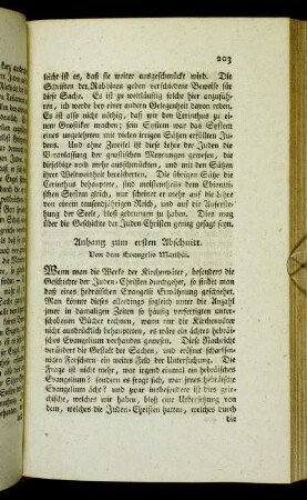 Anhang zum ersten Abschnitt. Von dem Evangelio Matthäi.