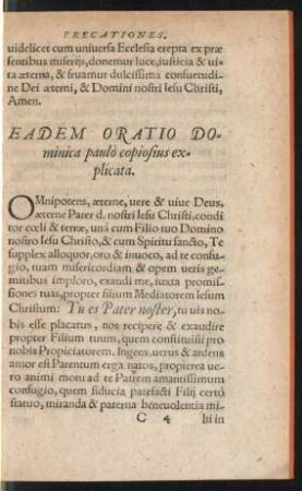 Eadem Oratio Dominica paulo copiosius explicata.