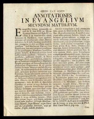 Annotationes In Evangelium Secundum Mathaeum