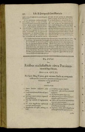 Tit. XVII. De Ritibus ecclesiasticis circa Poenitentiam & Baptismum.