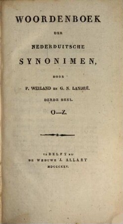 Woordenboek der Nederduitsche synonimen, 3. O - Z