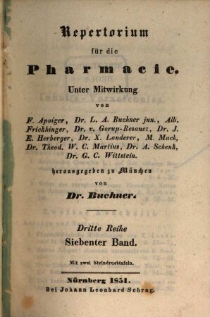 Repertorium für die Pharmacie. 107. 1851