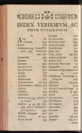 Index Verborum Ac Rerum Notabiliorum