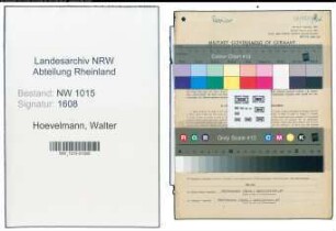 Entnazifizierung Walter Hoevelmann , geb. 02.04.1888 (Lehrer)