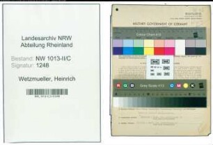 Entnazifizierung Heinrich Wetzmueller , geb. 12.10.1898 (Schuhhandelsvertreter)